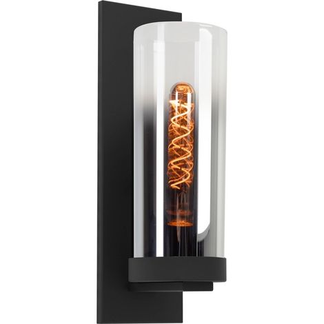 Lampe murale noire Toothill avec du verre fumé - 44003