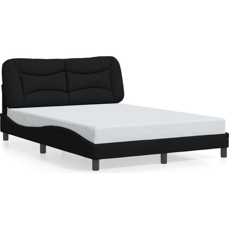 Bettgestell mit Kopfteil Schwarz 140x200 cm Stoff vidaXL684373 (1/5)