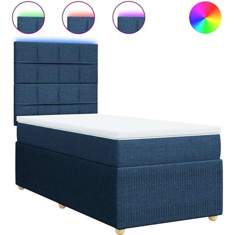 Cadre de lit en tissu, matelas inclus, bleu, 80 x 200 cm (1/5)