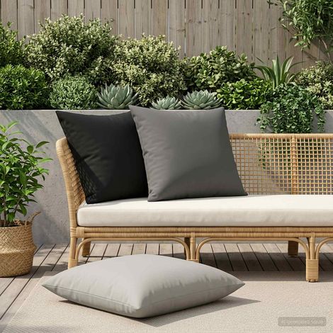 Irovami Lot de 2 housses de coussin, gris, polyester, 65x65 cm (1/5)