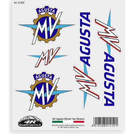 Adesivi per Moto MV Agusta – Set 5 Sticker Presagomati, Resistenti ad Acqua e Raggi UV, Made in Italy, Licenza Ufficiale, Foglio 160 x 135 mm (1/5)