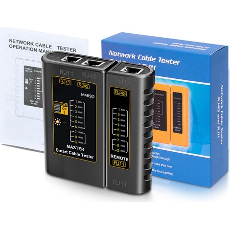ANENG M469D Testeur de Câble Réseau et Appareil d'Appariement pour Lignes Téléphoniques RJ11 RJ45 avec Voyant LED, Vérification Marche/Arrêt, Câble Réseau Blindé, Test Longue Distance