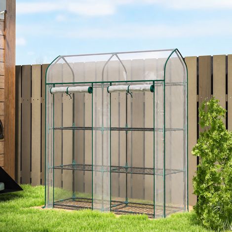 Serre de Jardin, Petite Serre de Balcon étagères 3 niveaux en Bâche PVC et Châssis Acier, 143 x 46 x 165 cm, transparent (1/5)