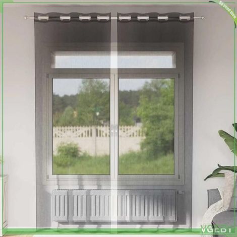 4102064 Rideaux en voile avec illets 2 pcs noir 140x300 cm (1/5)