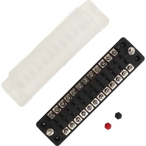 Boîte à fusibles 12 voies 12V avec couvercle anti-poussière, vis en acier inoxydable, porte-fusibles à lame pour voiture, bateau, camping-car, 32V (1/5)