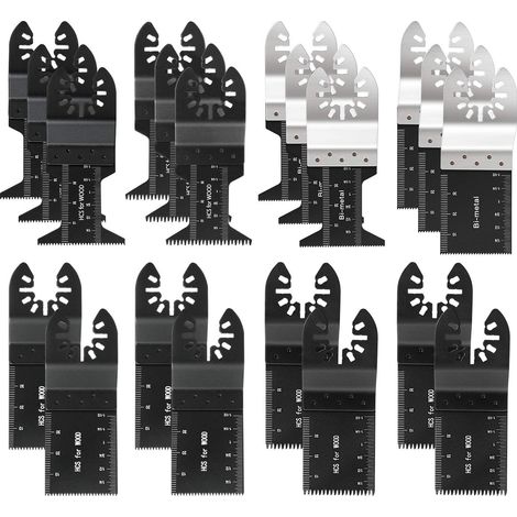 Lot de 20 lames de scie oscillantes professionnelles en bois/métal - Multitool universel - Quick Release - Pour Fein Multimaster - Ryobi, Milwaukee, Bosch, Dremel, Dewalt, Rockwell (1/5)