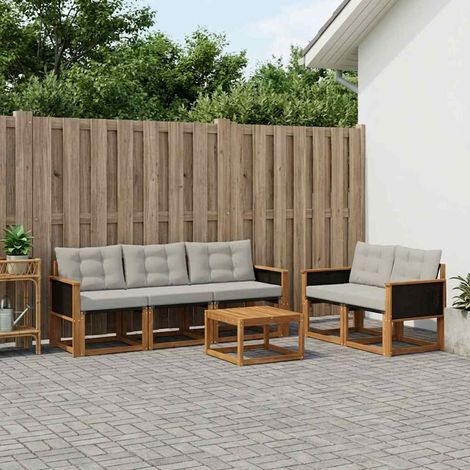 vidaXL Outdoor-Sofagarnitur mit Kissen 7 pcs Natürlich und Hellgrau (1/5)