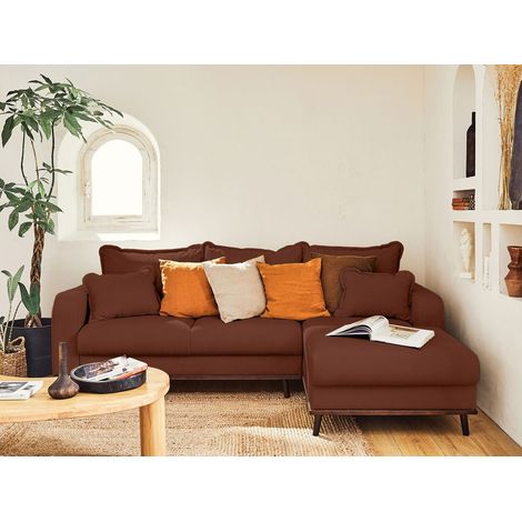 Albane - 4-sitzer ecksofa rechts - schlaffunktion und bettkasten - aus cord - rostfarben (1/5)