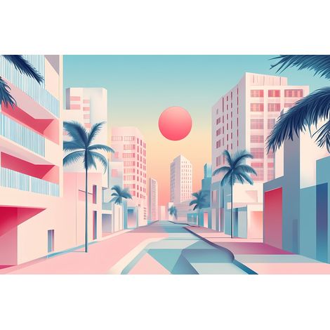 Tableau sur toile ville pastel 30x45 cm - Impression sur Toile Murale Décorative - Image imprimée en HD sur Toile - Toile sur Châssis en Bois FSC - Fabriqué en France (1/5)
