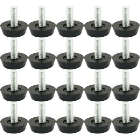 Lot de 20 pieds de nivellement réglables pour meubles, patins de protection pour sols, roulettes filetées, 23 mm x M6 x 20 mm (1/5)