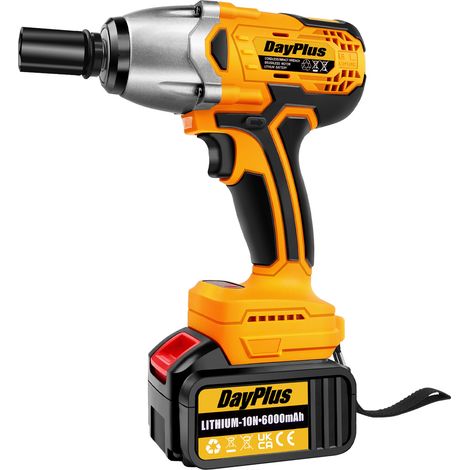 Dayplus – Clé à chocs sans fil 21V 1800Nm – Moteur haute performance – Vitesse jusqu'à 3200RPM – Batterie Lithium-ion 6000mAh incluse (1/4)