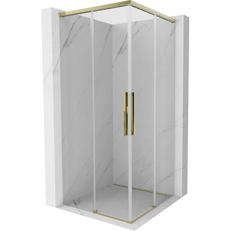 Cabine de douche coulissante Mexen Rox Duo 75 x 75 cm, transparente, dorée - 8C2D-075-075-50-00 (1/3)