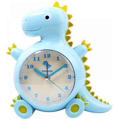 Réveil pour enfants, réveil de dessin animé, horloge dinosaure, veilleuse, décoration de la maison pour enfants étudiants (bleu ciel (1/4)