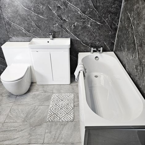Tracey Single Ended Bathroom Suite With Ross White Gloss Vanity Units With Taps, 550mm Vanity (1/5)