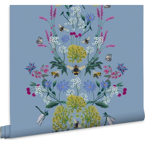 Joules Vliestapete Perfect Pollinators Haze Blue 10mx52cm (1/5)