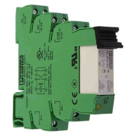 Relais d'interface 48V c.c., 2 RT, montage Rail DIN, série PLC-RSC- 48DC/21-21 ( Prix pour 1 )
