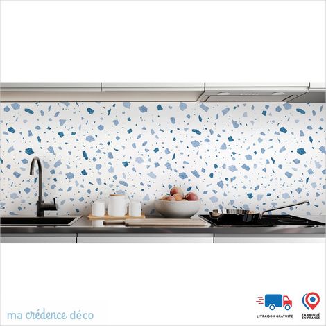 Crédence : Terazzo coloré 4 - Couleur Bleu clair - Alu composite - 60 - 120 (1/3)