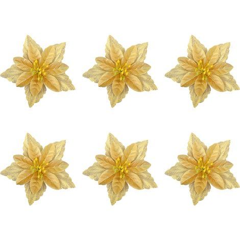 New Small Double-Layer Christmas Flower, Multicolored Christmas Ornament, Christmas Tree Decoration Accessory - Light Gold (1/5)