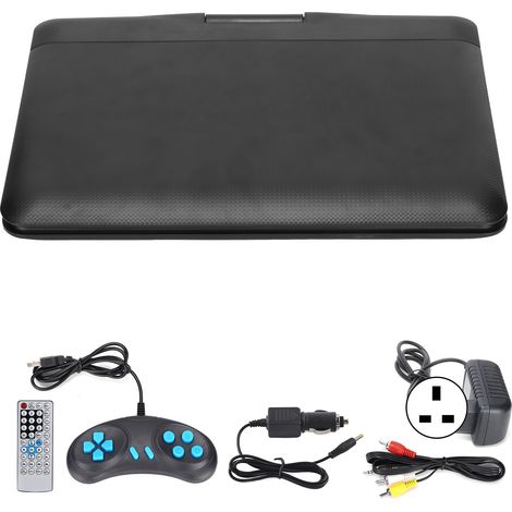 Lecteur DVD portable HD pour enfants, téléviseur multifonction pratique pour voiture avec télécommande et poignée, 110-240V (prise UK, noir) (1/5)