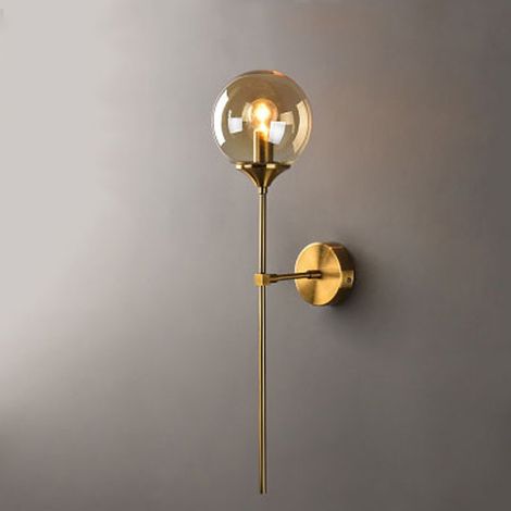 Moderne verre applique E14 or LED fond applique murale pour cuisine salle de bain luminaire intérieur décor à la maison (ambre)