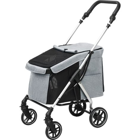 Cochecito pliable pour petits chiens ventilation optimale Gris Argent 80x48,5x106 cm