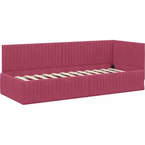Lit simple,Lit adulte,Cadre de lit d'angle Rouge bordeaux 80 x 200 cm Velours CFW5746906 (1/5)