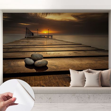 Papier peint autocollant Mural avec colle pour salon et chambre Décoration murale rapide Coucher de soleil 208x146 cm (1/5)