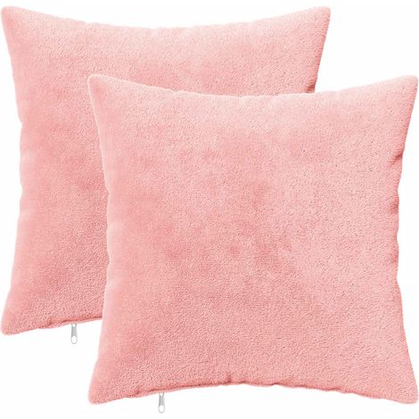Housse de coussin 2 pièces HEERLEN Rose 50 x 50 cm Flanelle - fermeture zippée - vidaXL (1/5)