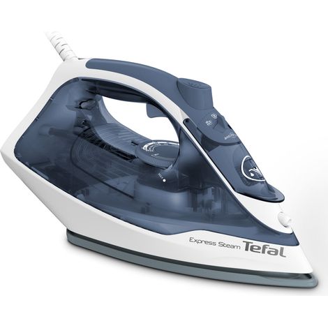 Tefal Express Steam FV2837 Ferro da stiro a secco e a vapore Piastra Cerilium 2400 W Blu, Grigio, Bianco (1/4)