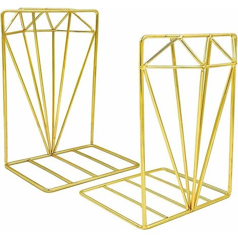 2-teilige Buchstützen, Buchstützenhalter aus Metall, Schreibtisch-Bücherregale, Buchstützen-Design, verstellbare Buchständer aus Metall, Heimdekoration (Gold)