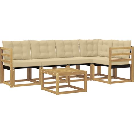 Outdoor Sofa Set with Cushion 6 pcs White and Beige vidaXL