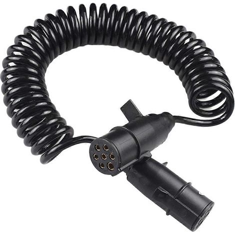 Câble spiralé à 7 conducteurs pour semi-remorque, avec prises électriques détachables pour camions et remorques (1/5)