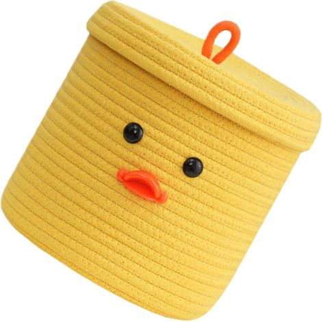 Panier de Rangement Décoratif Corde de Coton avec Couvercle Panier Multifonction pour Chambre et Bureau Organisateur de Bureau pour Jouets et Accessoires avec Motif Canard (1/5)
