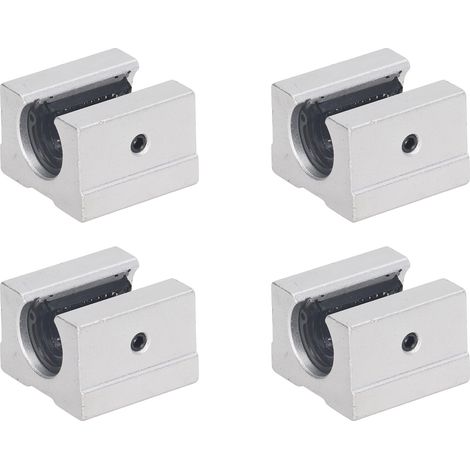 Lot de 4 Blocs Coulissants Linéaires SBR12UU, Roulement à Billes Ouvert en Alliage d'Aluminium, Unité de Glissière pour CNC (1/5)