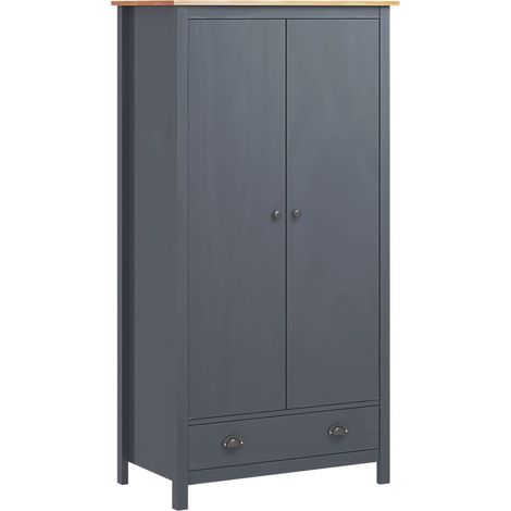 vidaXL Armadio a 2 Ante Hill Grigio 89x50x170 cm in Legno di Pino