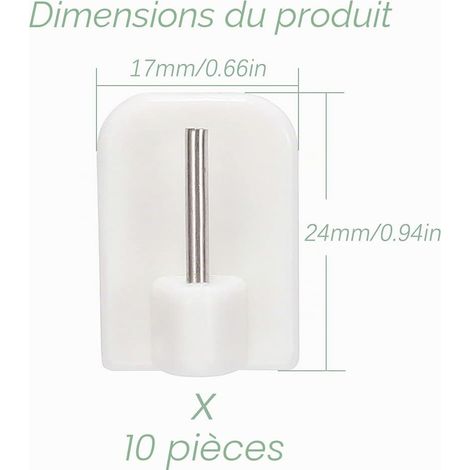 10Pcs Crochets Autocollants, Crochets Adhésifs, Supports pour Tringles, Tringle sans Percage Crochets Autocollants pour Barres de Rideaux