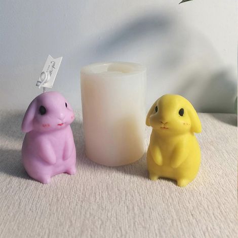Moule lapin mignon, moule à savon fait main pour porte-clés, bougies en plâtre et autres créations artisanales. (1/4)