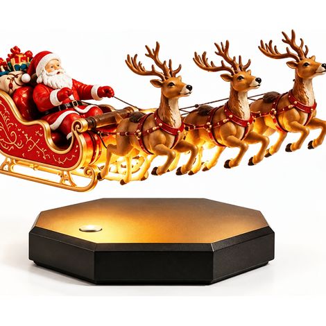 Décoration de Noël à lévitation magnétique traîneau du Père Noël et rennes flottants rotatifs en acrylique 1,5 kg – Livraison gratuite (1/5)