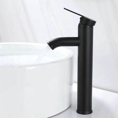 MitigEU de Lavabo, Design à Bec Haut, Robinet Monotrou, pour Vasque à Poser sur Table pour Salle de Bain en Cuivre Chromé avec MoussEU Démontable