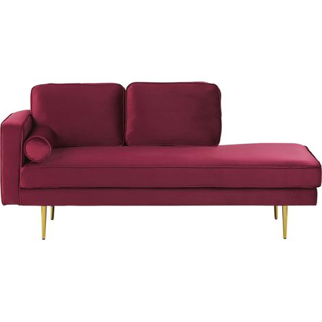 Left-Hand Chaise Lounge MIRAMAS Velvet Dark Red