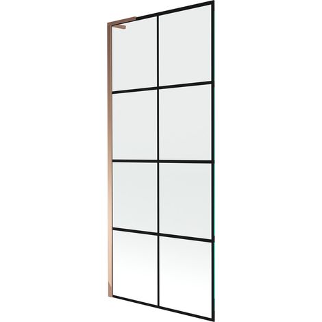 Mexen Next L paratia per vasca da bagno a 1 anta 80 x 150 cm, griglia nera, oro rosa - 895-080-000-03-77-60 (1/5)