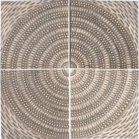 Décoration murale cercle doré en mdf et manguier style moderne - doré effet bois sculpté (1/3)