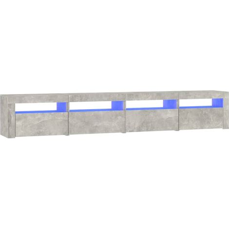 Meuble TV Banc TV Armoire TV avec lumières LED Gris béton 240x35x40 cm (1/5)