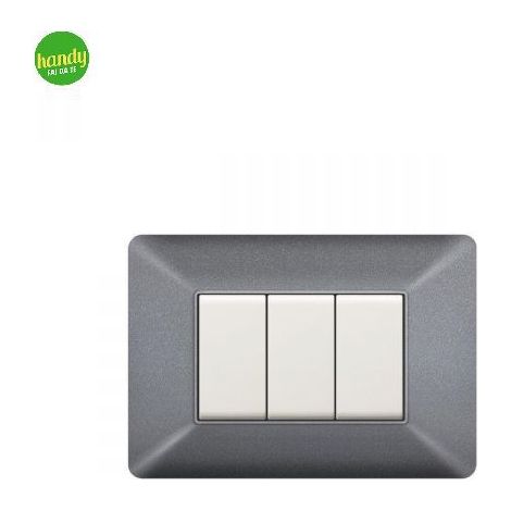 Placca da 3 moduli Easy Elettrocanali in plastica grigio chiaro