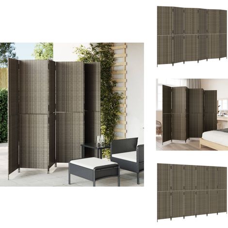 Cloison de séparation 6 panneaux gris résine tressée - Cloison De Séparation - Séparateur Pièce - Paravent - Écran D'intimité - Décoration Intérieur (1/5)