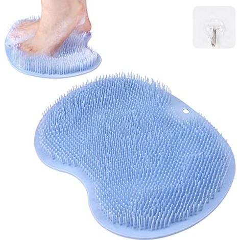 Tapis Brosse Pieds, Grand, Ventouses Antidérapantes, Douche, Massage, Pédicure, Bleu, Lavable, Sans Se Baisser (1/5)