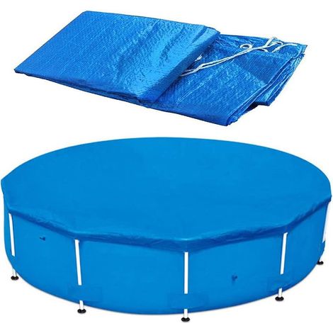 1 Bâche de piscine ronde 2,44 m en polyéthylène pliable pour intérieur et extérieur (1/5)