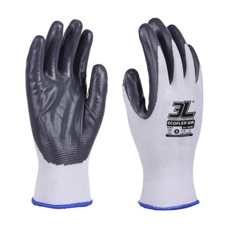 Pacchetto. 12 guanti in nitrile nylon grigio ecoflex taglia media 8 (1/2)