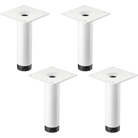 4 Stück SOTECH Möbelfüße LIMA Höhe 100 mm, Ø 25 mm Höhenverstellbar 10 mm weiss matt Vitrinenfüße Sockelfüße Schrankfüße
