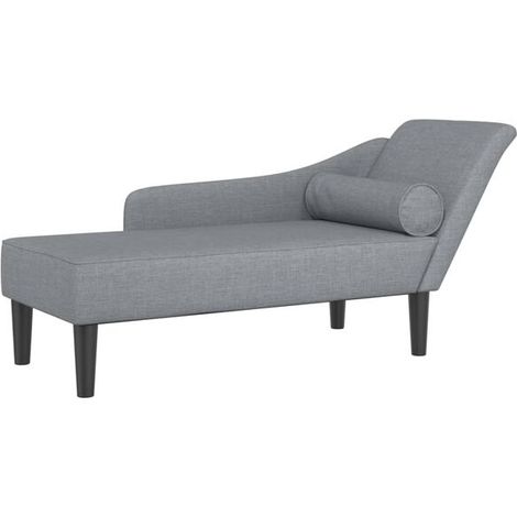 Chaise Longue avec Coussin en Tissu Gris Clair (1/5)